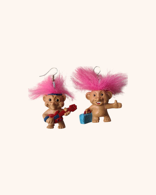 Vintage Troll Earrings (Pink Hair)
