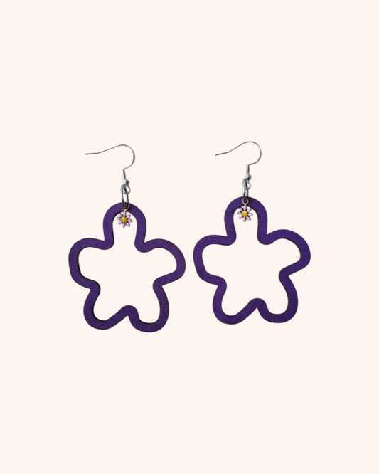 Wooden Wonky Flowers (purple)